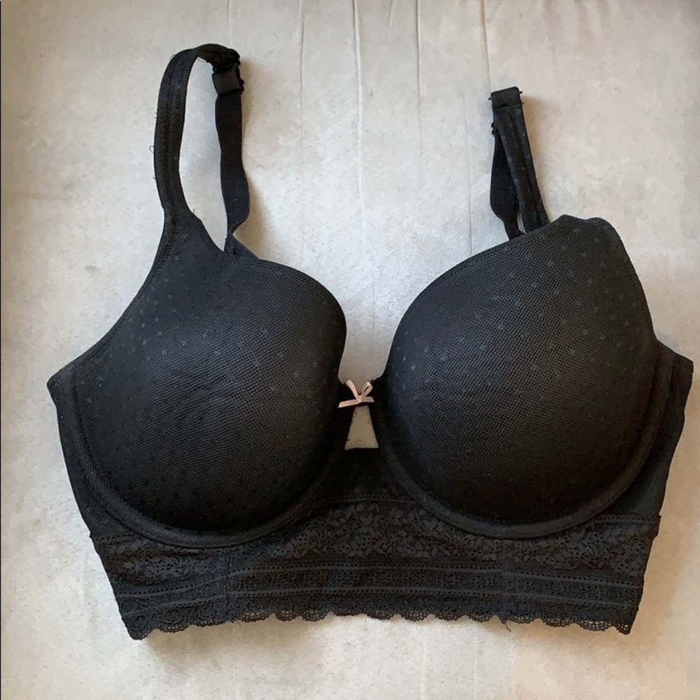 Cacique Black Lace Cotton T-Shirt Bra 40D